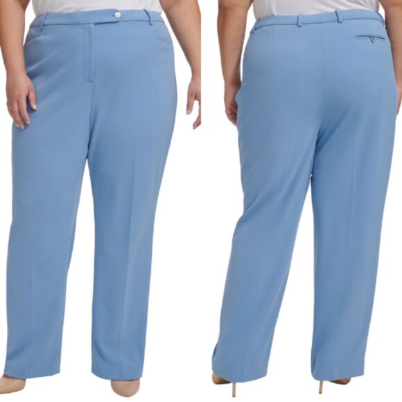 Calvin Klein Womens Plus Size Mid-Rise Straight-Leg Pant Bayou Blue Size 24W NWT - Picture 1 of 5